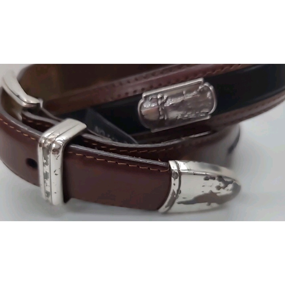 VTG Onyx by Brighton Golfing Visit Belt‎ Brown and Black Leather and Silver - Picture 6 of 14
